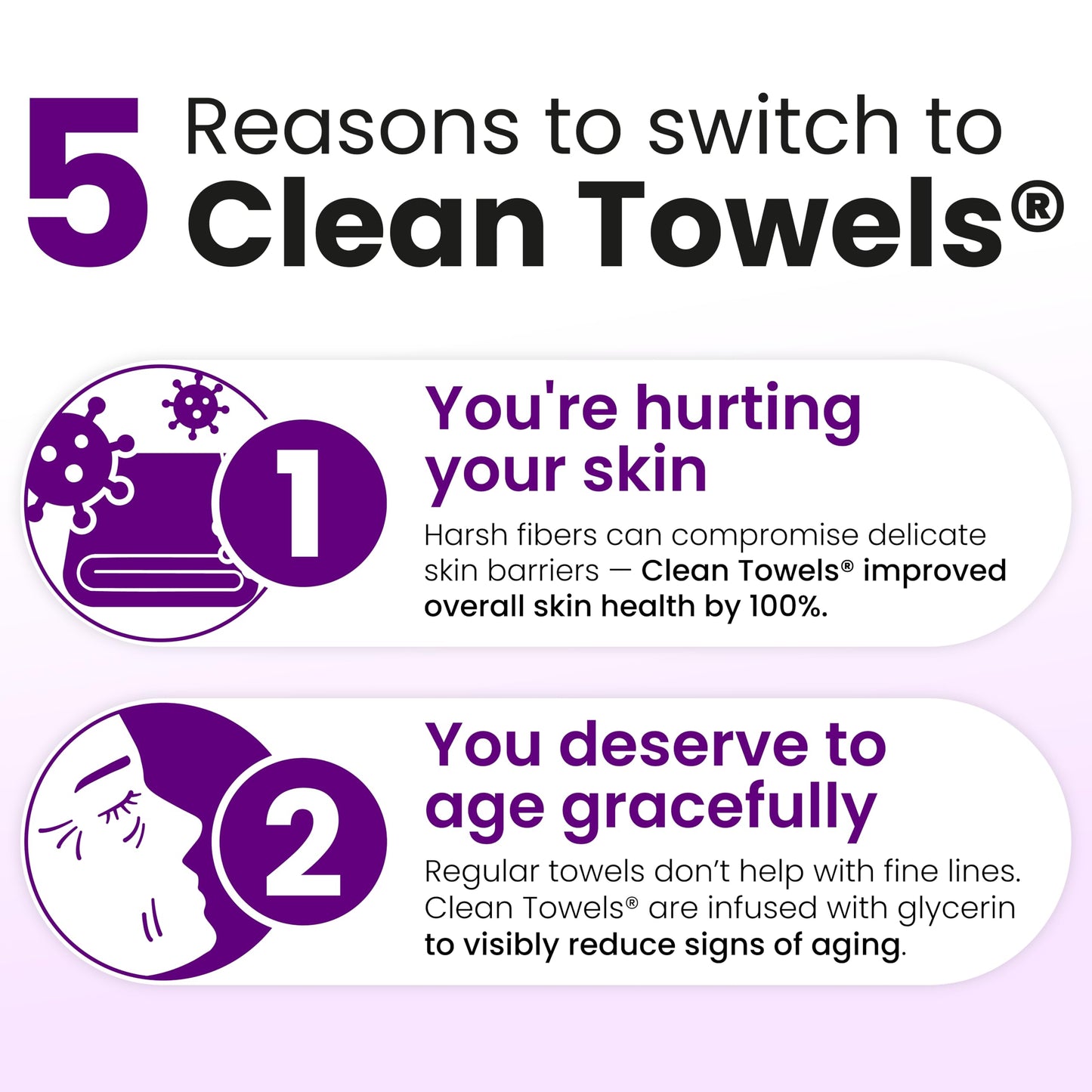 Clean Skin Club Clean Towels XL Healthy Aging™, glättet feine Linien, Falten & Hautstruktur in 6 Wochen, für extra Weichheit behandelt, Einweg-Gesichtshandtücher, Anti-Aging-Abschminktücher, trocken